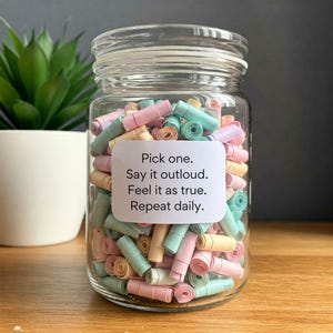 Pot d'affirmations numérique imprimable motivation quotidienne soins personnels pleine conscience manifestation citation pour positivité encouragement bien-être idée cadeau