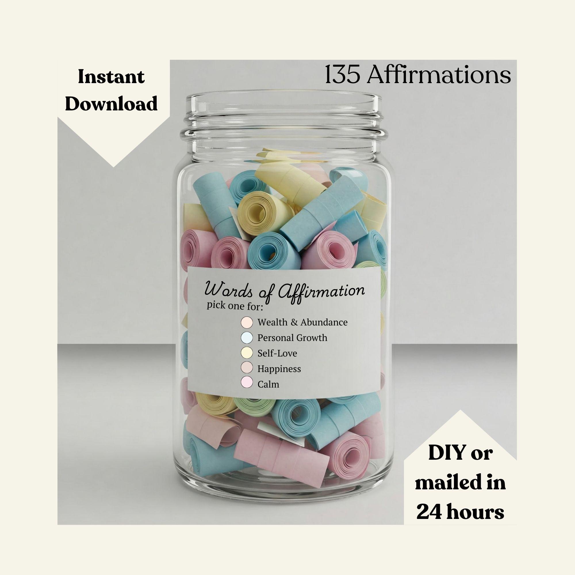 Affirmation Jar Printable, Daily Motivation (digital Download) - Etsy