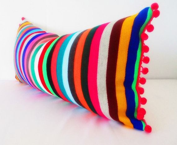 Tribal pillow colorful multi colored Tribal pillow cover 14x28 Inches serape