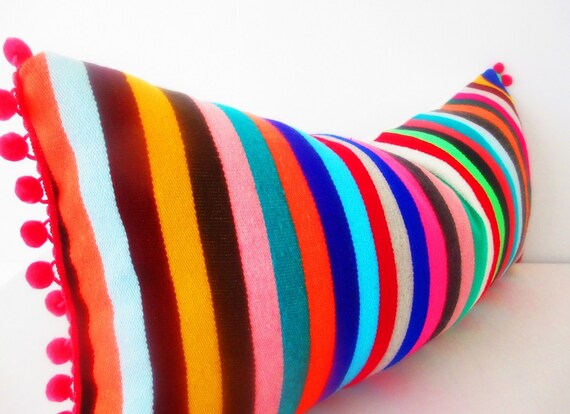 Tribal pillow colorful multi colored Tribal pillow cover 14x28 Inches serape