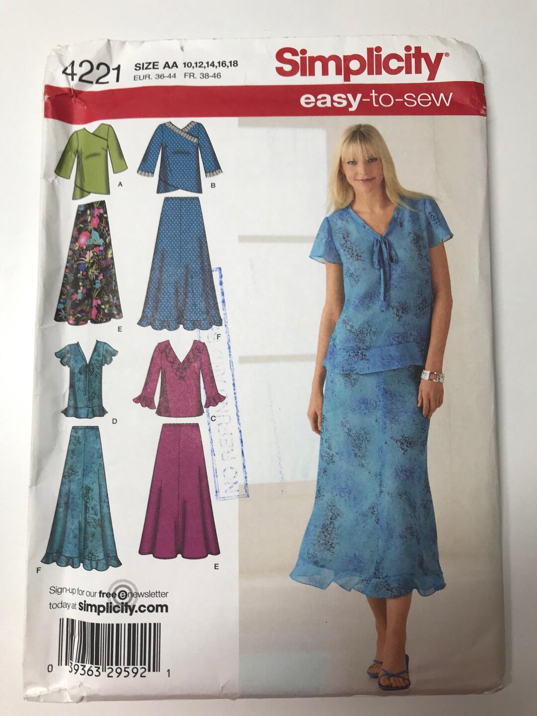 Simplicity 4221 Sewing Pattern: Misses Top and Skirt, Sizes 10-18 - Etsy