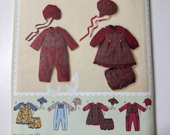 Simplicity Simply Baby 2347 UNCUT Sewing Pattern Dress Panties Romper Hat Size XXS-L