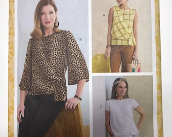 Butterick UNCUT B6765 Sewing Pattern Wrap TOP Blouse Size E5 (14,16,18,20,22) Year 2020