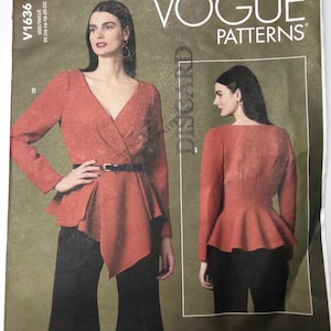 Vogue V1636 Sewing Pattern: Misses Fitted Wrap Top (Sizes 14-22)