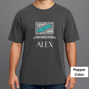 Programmer Comfort Colors® T-Shirt – Coder Word Art Tee – Vintage Style Software Engineer Gift – Unisex Techie Graphic Shirt