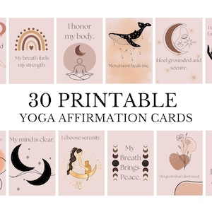 30 cartes d'affirmation de yoga imprimables Pleine conscience, méditation, prendre soin de soi, mantras positifs, téléchargement numérique