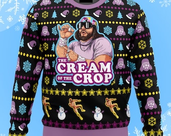 Crop Ugly Christmas Sweater Macho Man 