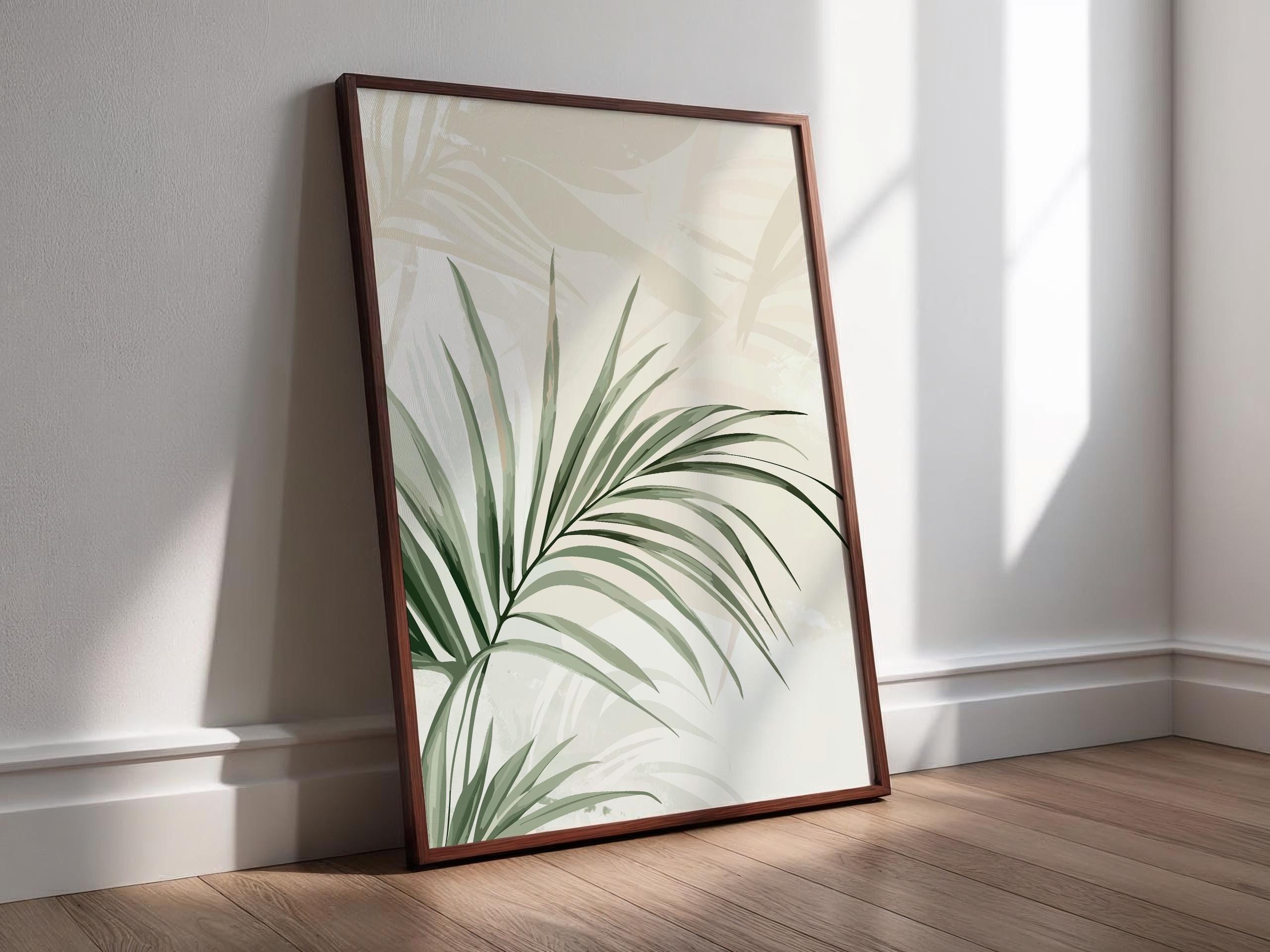 Sage Green Palm Leaf Print: Minimalist Tropical Wall Art (digital ...