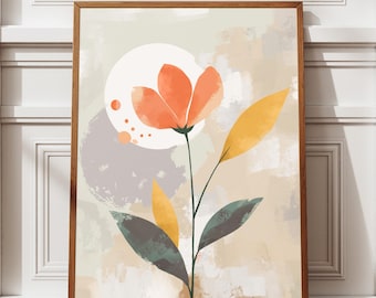 Boho Floral Print: Abstract Botanical Art, Warm Earth Tones (Digital Download)