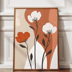 Boho Floral Wall Art: Minimalist Botanical Print (Digital Download)