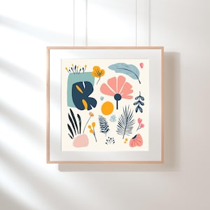 Boho Floral Wall Art: Abstract Botanical Print (Digital Download)