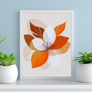 Boho Floral Print: Abstract Terracotta Botanical Art (Digital Download)