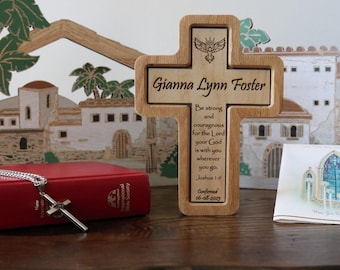 Personalized Confirmation Cross | Engraved Wood with Name, Bible Verse, Date