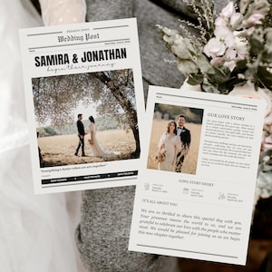 Wedding Newspaper Save the Date - Printable Save the Date Wedding Newspaper Card, Save the Date Calendar - Newspaper Wedding Invite