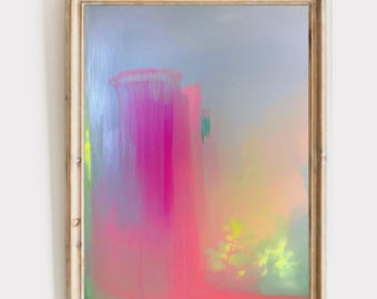 Printable Pink Dopamine Wall Art – Colorful Abstract Watercolor – Modern Minimalistic Digital Download for Gallery Wall or Office, large art