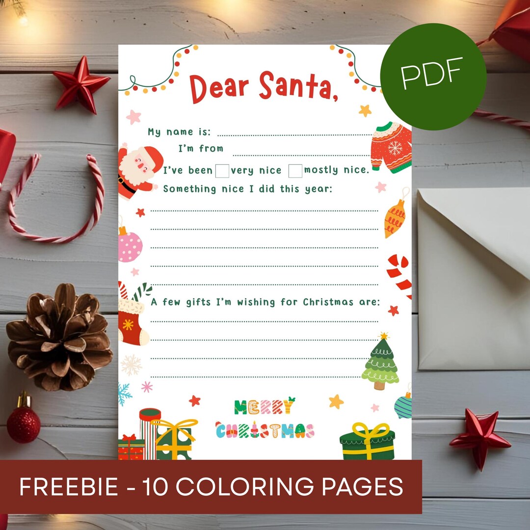 Cute Letter to Santa Template for Kids, Advent Activity, Printable ...