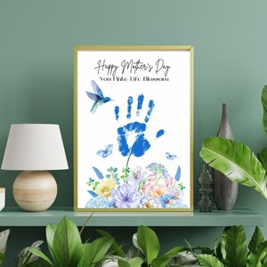 Art d'empreinte de main de fleur - Bricolage floral pour la fête des mères - Souvenir imprimable pour enfants et bébés - Empreinte de main de fleur - Impression pour la fête des mères