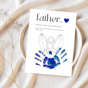 Lavoretti con le impronte delle mani per la festa del papà, Pacchetto per la festa del papà, Attività per la festa del papà, Arte con le impronte delle mani, Lavoretti con le impronte delle mani per bambini, Biglietto per il papà da parte del bambino