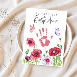 Flower handprint art - Custom mother's day craft - DIY kids keepsake - handprint art - mother's day card - English/German/French/Spanish