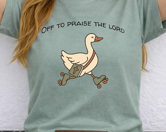Garment-Dyed Comfort Colors Faith Forward T-Shirt | Praise The Lord Goose | Christian Tee