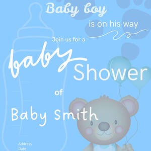 Editable Digital Boy Baby Shower Invitation - Printable & Customizable