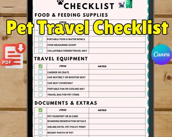 Pet Travel Planner Printable: Dog & Cat Vacation Organizer (PDF Download)