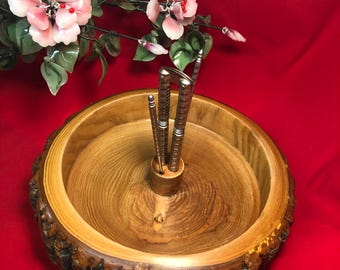 MId Century live edge nut bowl