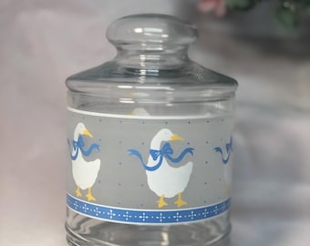Vintage Libbey Glass Country Goose frosted jar