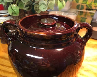 Vintage Descoware Belgium Red Orange Cast Iron Enamel Bean Pot 60