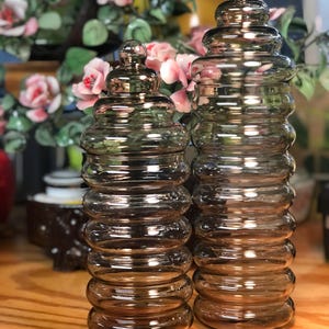 Vintage Holmegaard Primula Smokey glass apothecary jars