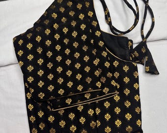 Blouse Black Banarsi Weaving Ready made Indian blouse saree