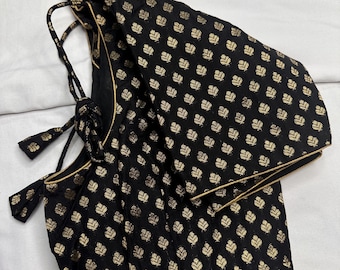 Blouse Black Banarsi Weaving Ready made Indian blouse saree