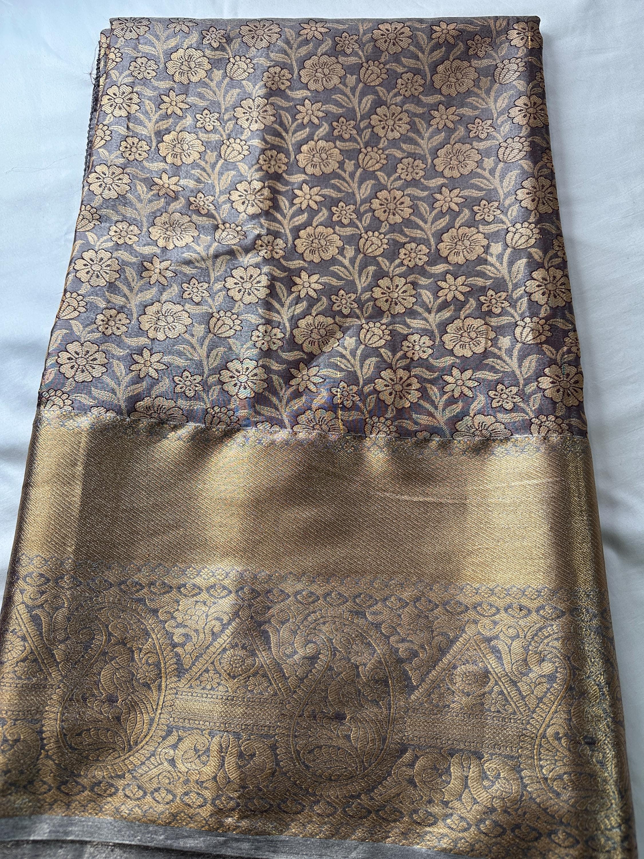 Grey Copper Semi Kanchi Pattu Silk Saree