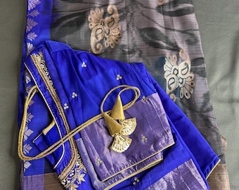 Pochampally Soft Silk Handloom Uppada Saree Maggam Work Blouse