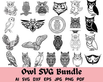 Owl SVG Bundle, Birds SVG bundle, Owl cut file, Owl clipart, Owl svg files for silhouette, Owl files for cricut, Owl svg, Owl dxf, png
