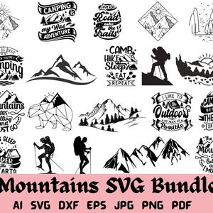 Mountains SVG, PNG, EPS, Trees svg, Forest Svg Cricut, Mountain svg clipart, Silhouette svg cut file, Outdoor svg, Travel svg, Landscape svg