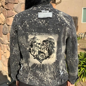 Skeleton Lovers Bleached jean jacket