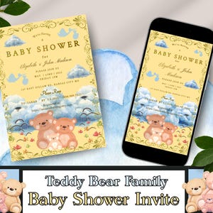Teddy Bear Baby Shower Invitation: Gender Neutral, Printable & Digital (Instant Download)