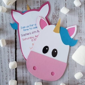 Unicorn Party Invitations | Envelopes Included | Print & Cut | Shower | Birthday | Sample | Packs of 10, 15 and 25