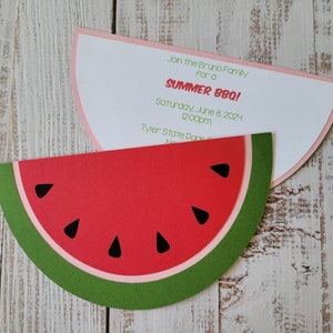 4x6 Watermelon Invitation Birthday BBQ Die Cut Sample Set of 10, 15 and 25 image 1