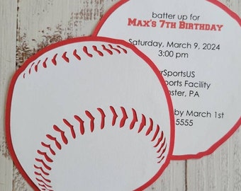 Baseball Invitation | Softball | Birthday | Baby Shower | Die Cut | Sample | Packs of 10, 15 and 25