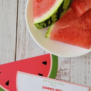 4"x6" Watermelon Invitation | Birthday | BBQ | Die Cut | Sample | Set of 10, 15 and 25