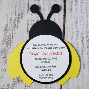 Ladybug Party Invitation | Die Cut | Birthday | Baby Shower | Sample | Sets of 10, 15 & 25