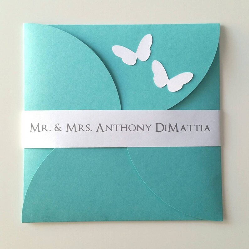 6 1 4 X 6 1 4 Petal Butterfly Wedding Invitation Set Etsy