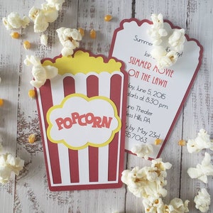 Popcorn Birthday Invitations: Movie Party Theme
