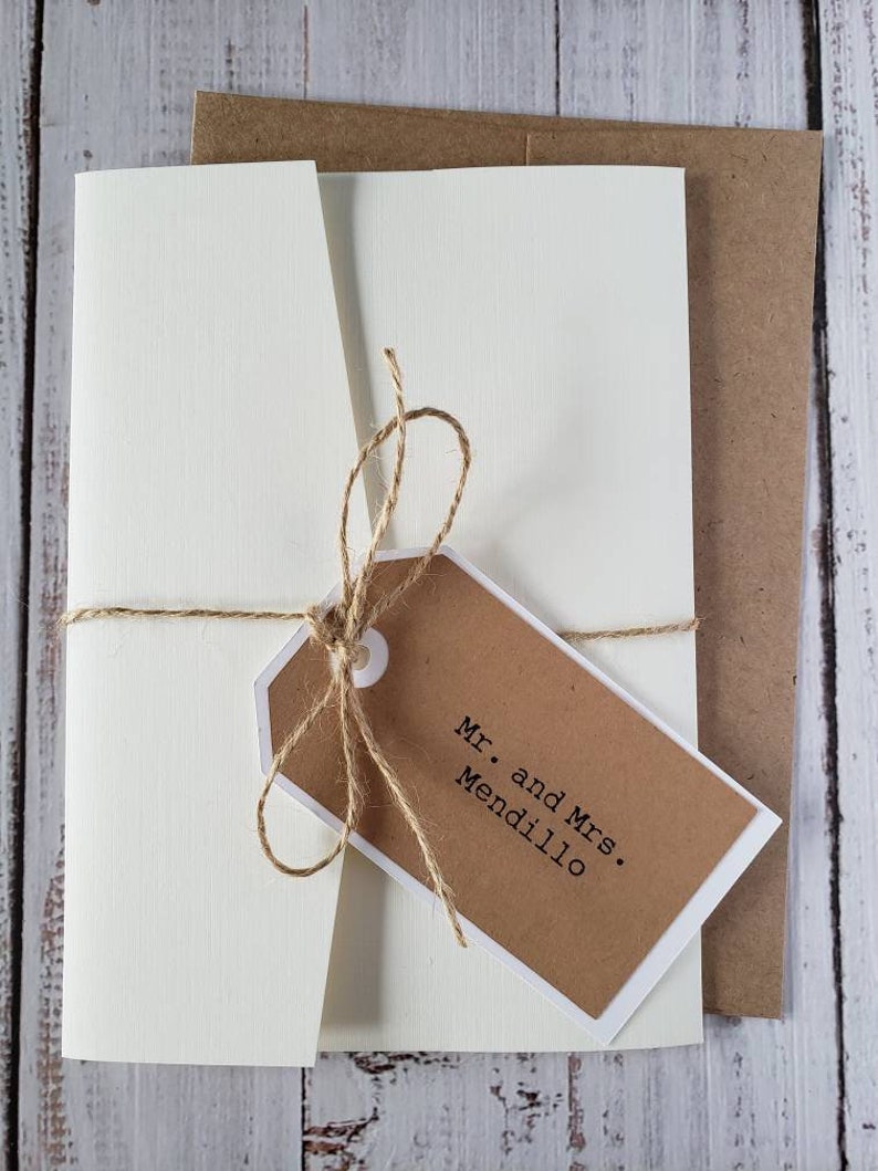 5 X 7 Library Wedding Suite Pocket Invitations Jute Twine Etsy