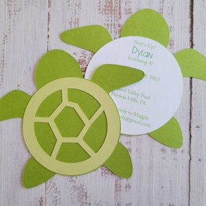 Sea Turtle Invitation | Baby Shower | Birthday | Die Cut | Sample | Packs of 10, 15, 25