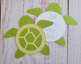 Sea Turtle Invitation | Baby Shower | Birthday | Die Cut | Sample | Packs of 10, 15, 25