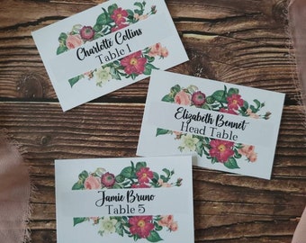 2.25"x3.5" Vintage Floral Wedding Suite - Guest Place Cards - Printed & Cut