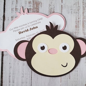 Monkey Birthday Invitations: Custom Cardstock, Envelopes Included
